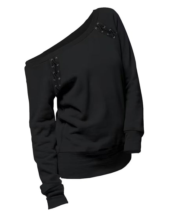 Bluse Stilig En-Skulder Knyte