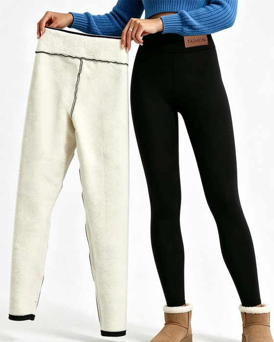 Leggings Fleecefôret Ensfarget Lomme