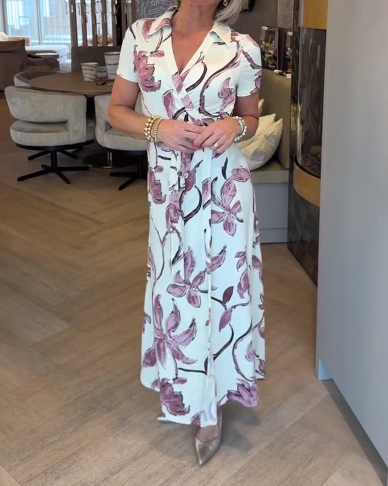 Kjole Blomstret Trykk V-Hals