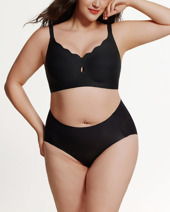 Dame-Bh Med Vanndråpeformet Utskjæring Og Blomstrete Bølgekant