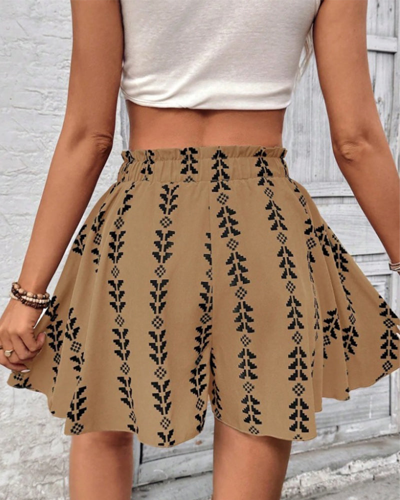 Shorts Trykk Snøre Loose Fit Flare