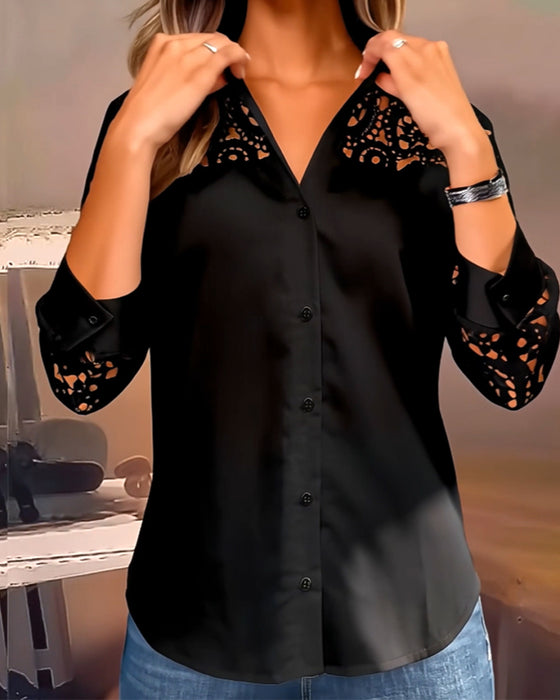 Bluse Ensfarget Jakkeslag Knipling Lappeteppe