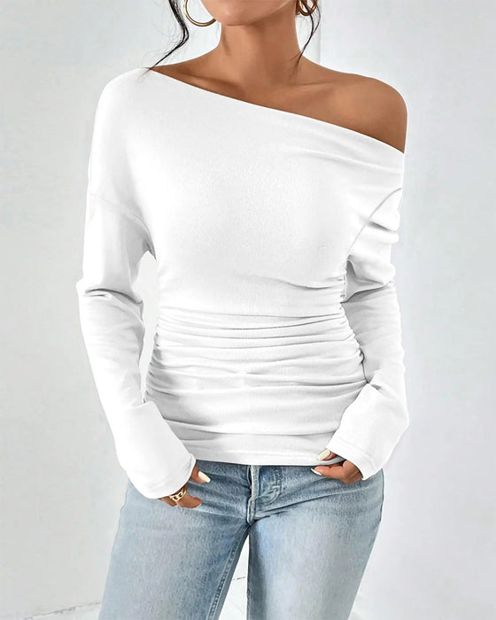 Topp Off-Shoulder Lagdelt Solid
