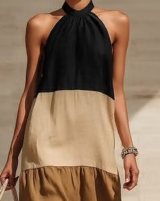 Kjoler Halter Off-Shoulder Lappeteppe Fargeblokk