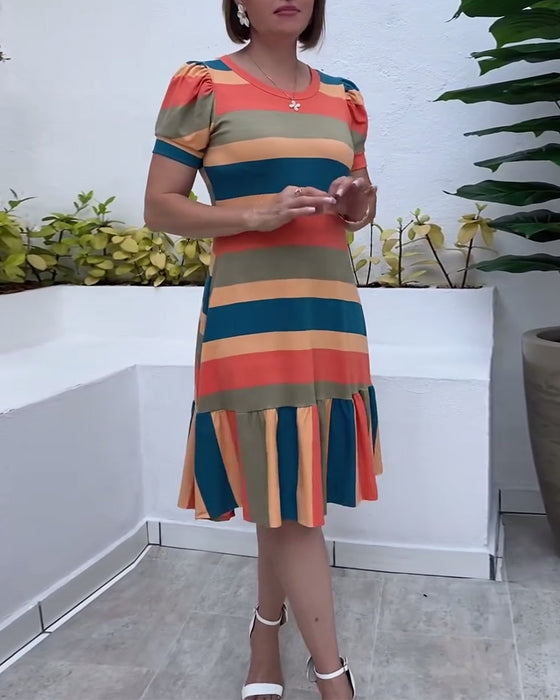 Kjole avslappet kortermet stripete