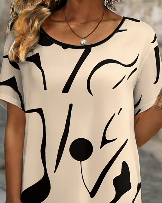 Bluse Rundhalset Uregelmessig Casual