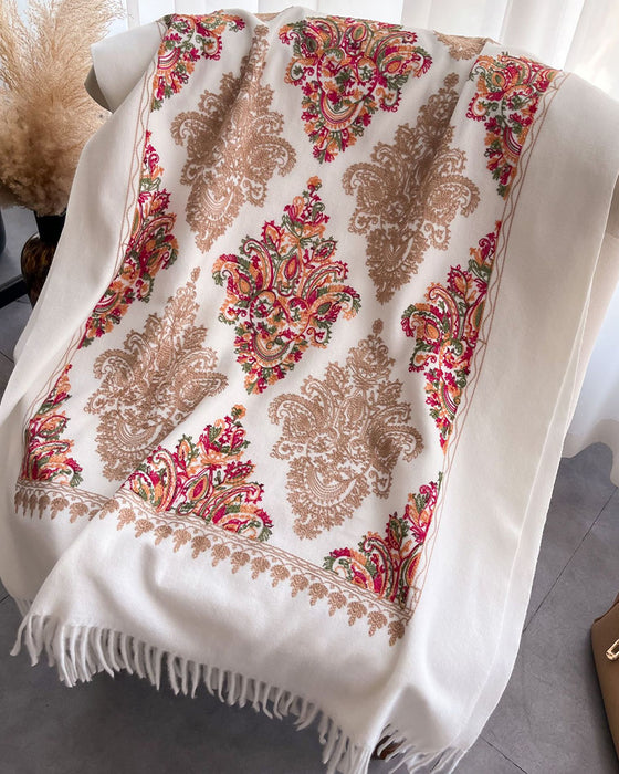 Trykt Frynset Lang Skjerf