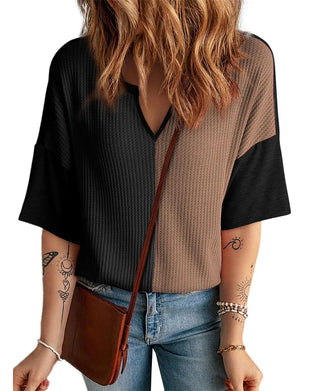 T-Skjorte Fargeblokk Vaffelstrikk