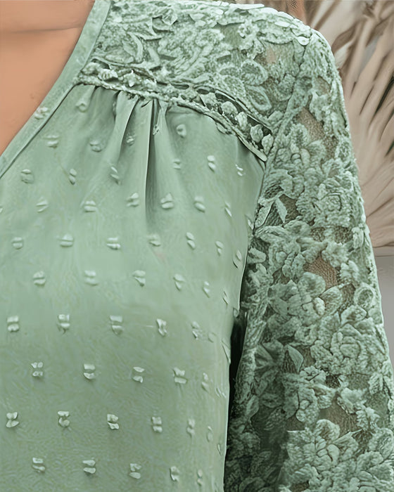 Bluse Blonder Patchwork 3D Blomstrende