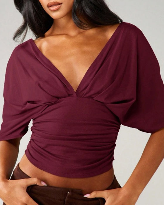 Topp V-Hals Flagermus Erme Midje Slips