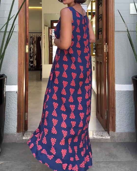 Kjole Trykt Ermløs Uregelmessig