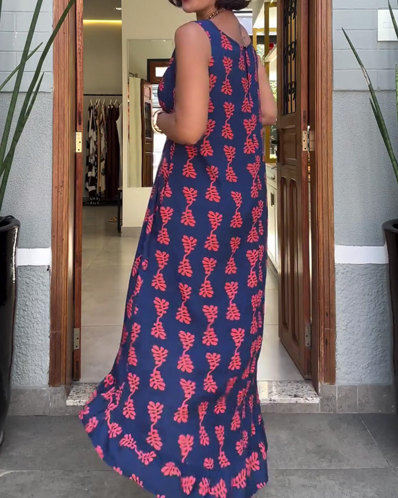 Kjole Trykt Ermløs Uregelmessig