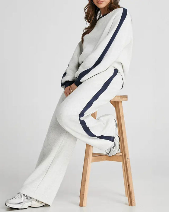 Sett Side Fargeblokk Rund Hals Sweatshirt