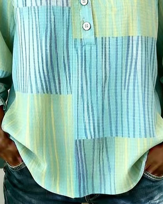 Bluse Stripe Firkantet Hals 3/4-Erm