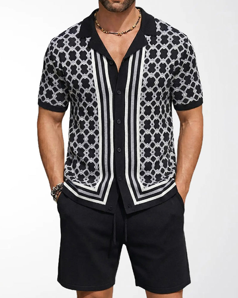 Sett Kortermet Cardigan Og Shorts Todelt