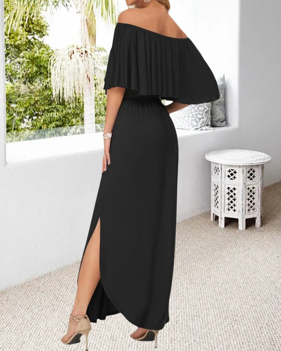 Kjole Off-Shoulder Ruffle Spalte