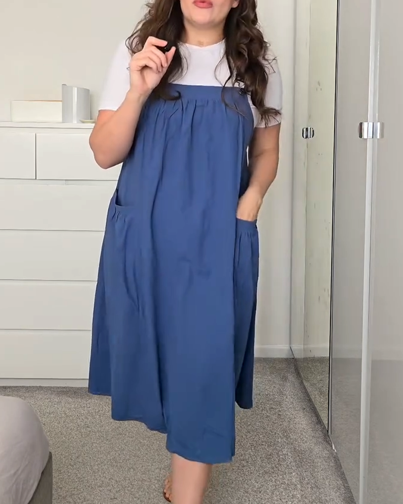 Kjole Lappearbeid Kortermet Lomme