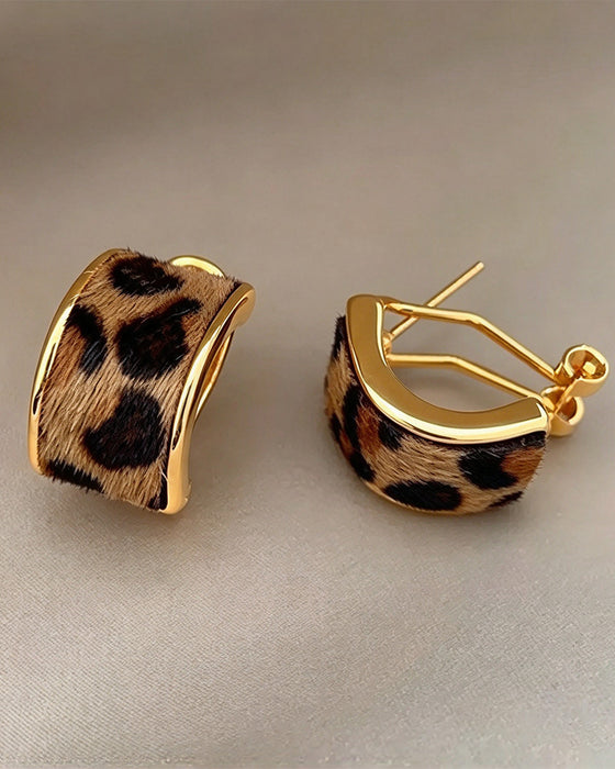Dame Leopardmønster Geometrisk Statement Ringerøredobber