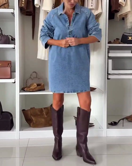 Kjole Løs Trekvarts Raglanermer