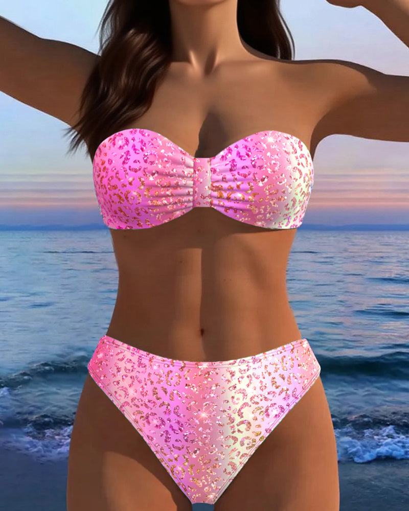 Bikini Leopardmønster Bandeau