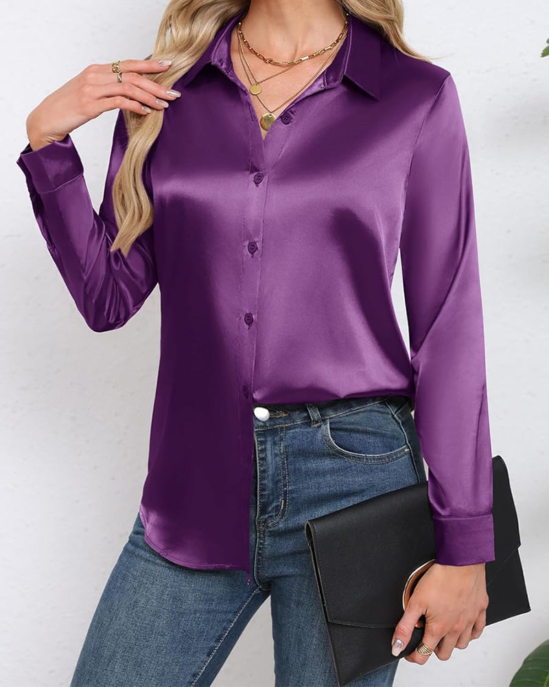 Skjorte Ensfarget Langermet Drapering
