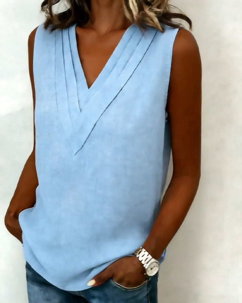 Tank Topp Moteriktig Dobbel Lag V-uttringning