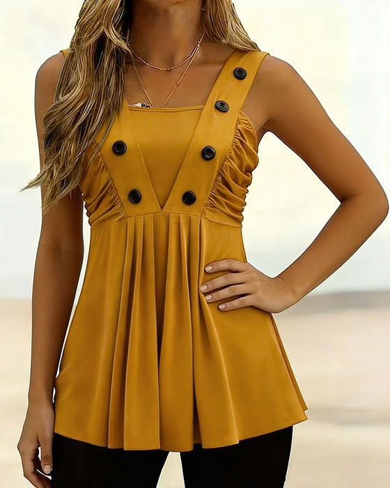 Tank Topp Ensfarget Plissert A-Linje