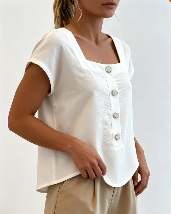 Bluse Firkantet Krage Enfarget