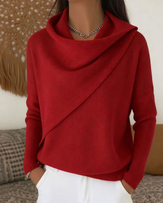 Pullover Stilig Mock Hals Lang Erme Strikket
