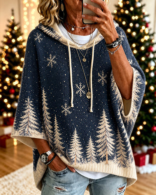 Pullover Hette Snøfnugg Juletre