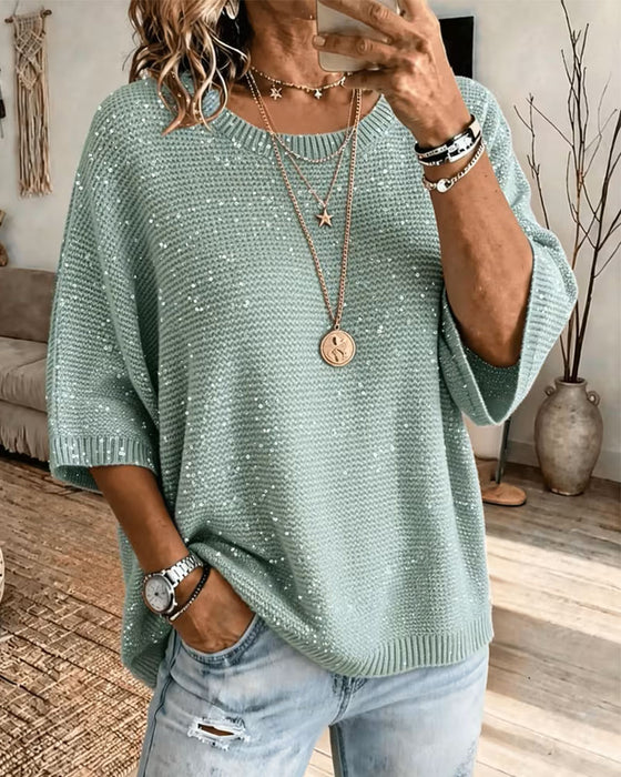 Pullover Rundhalset 3/4 Erme Casual