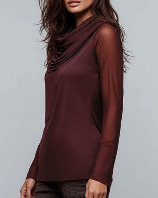 Bluse Mock Hals Solid Casual