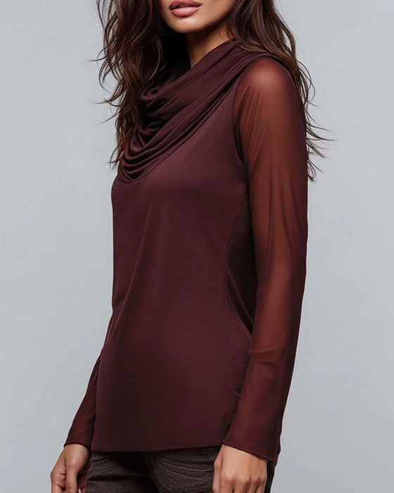 Bluse Mock Hals Solid Casual