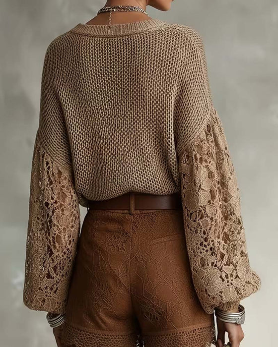 Pullover Blonde Utskjæring Lappeteppe Lanterneerme