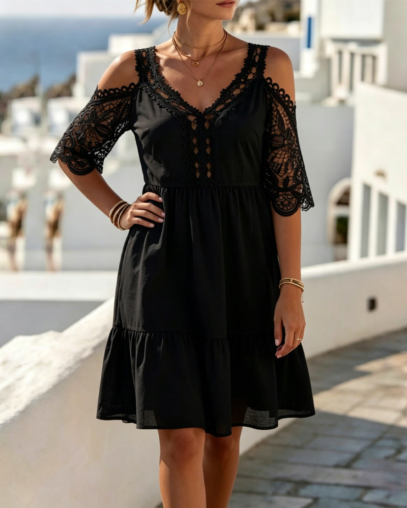 Kjoler Blonder Off-Shoulder Lagdelt Kort