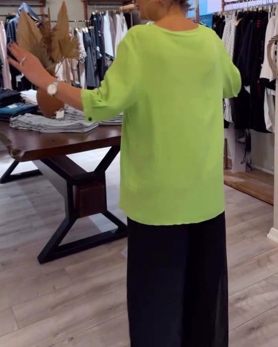 T-Skjorte Blomstertrykk Kortermet Casual