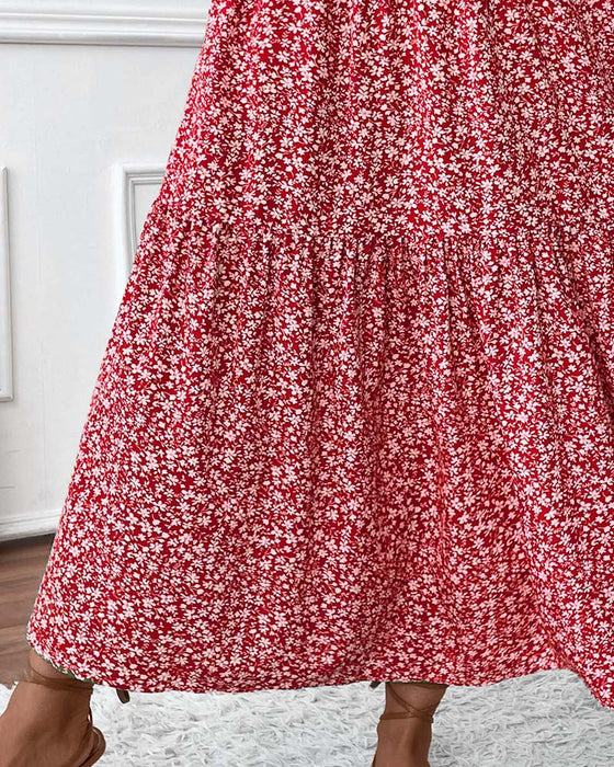 Skjørt Lagdelt Lite Blomstret Trykk A-Linje Lang