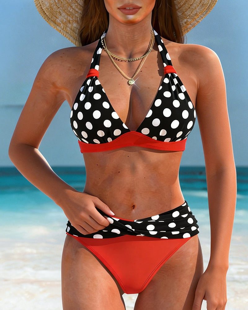 Bikini Prikket Kontrastfarge Splitt