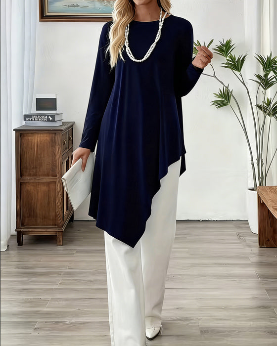 Top Asymmetrisk Midjelangt Ensfarget