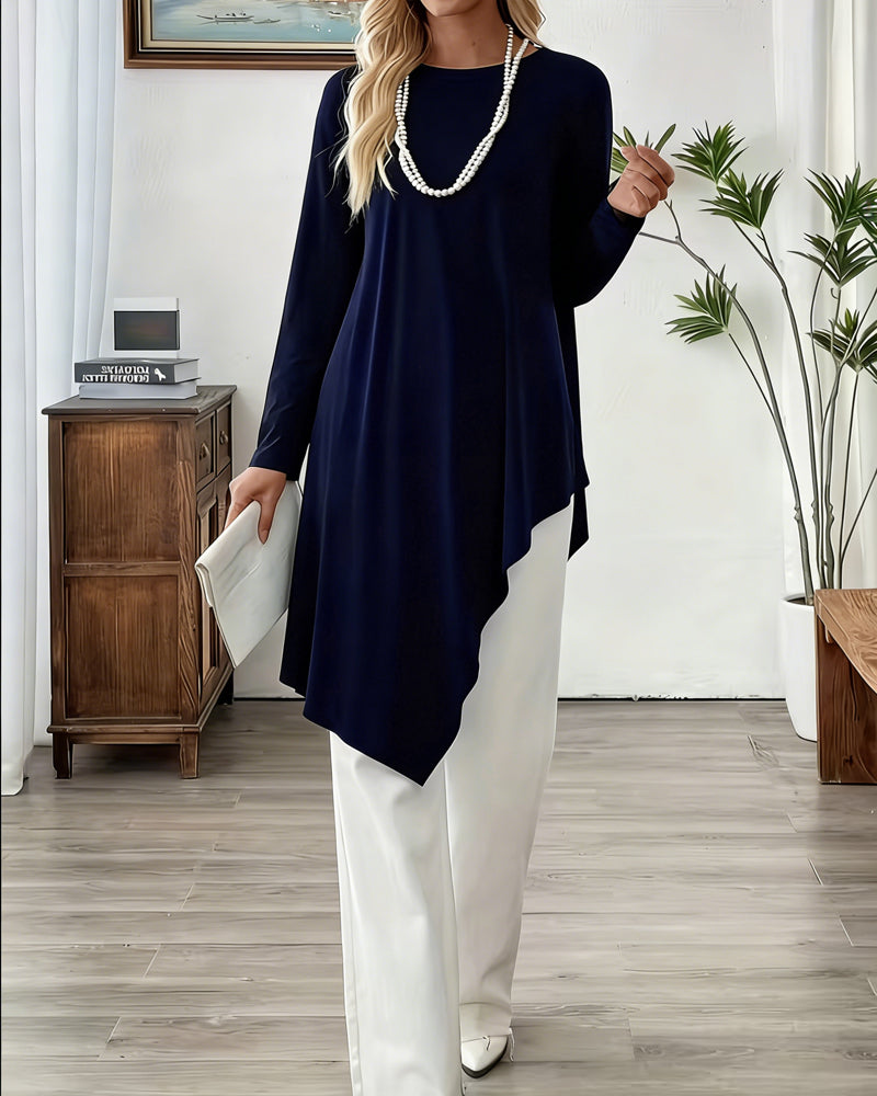 Top Asymmetrisk Midjelangt Ensfarget