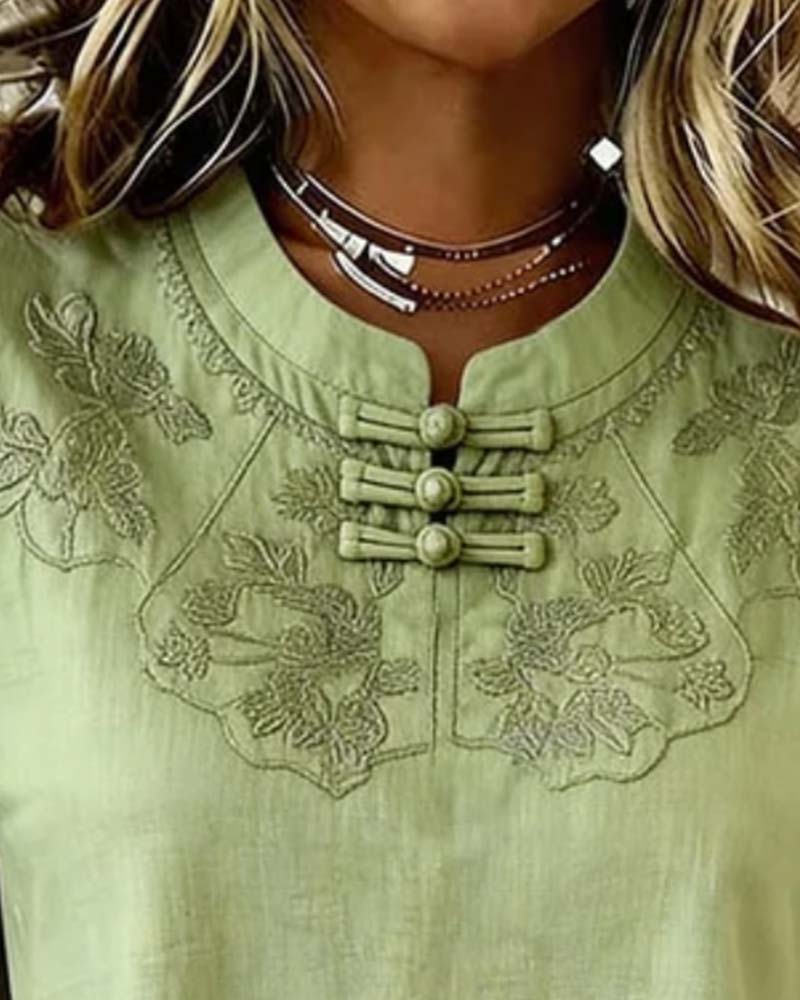 Bluse Frog Knapp Mandarin Krave Kinesisk Stil