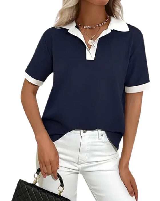 T-Shirt Polo Krage Fargeblokk Kortermet