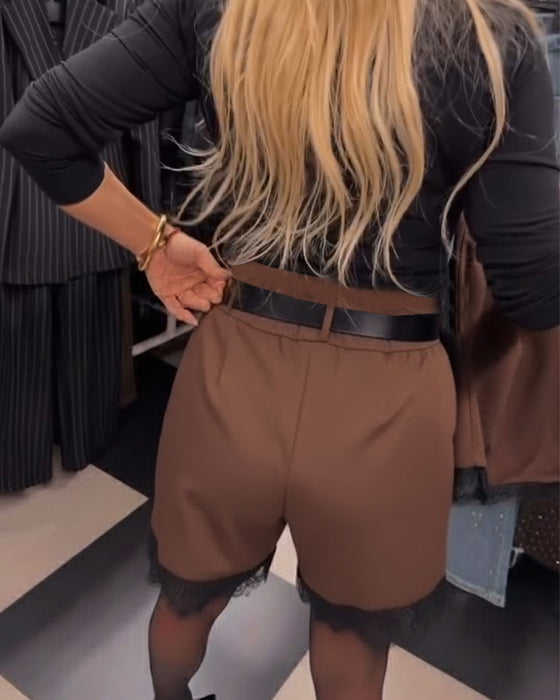 Shorts Elegant Kniplingkantet