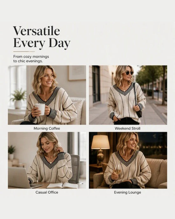 Pullover Genser Avslappnet Loose Fit Stripe
