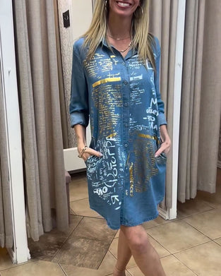 Kjole Bokstavstrykk Langermet Skjorte