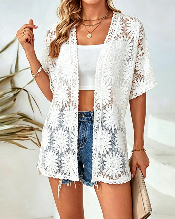 Cardigan Tusenfryd Blonde Ensfarget Avslappet