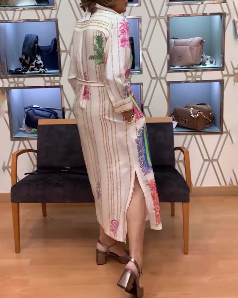 Kjole Patchwork Trykt Lang Skjorte