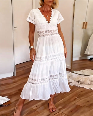 Kjole Dyp V-Hals Utskjæring Maxi