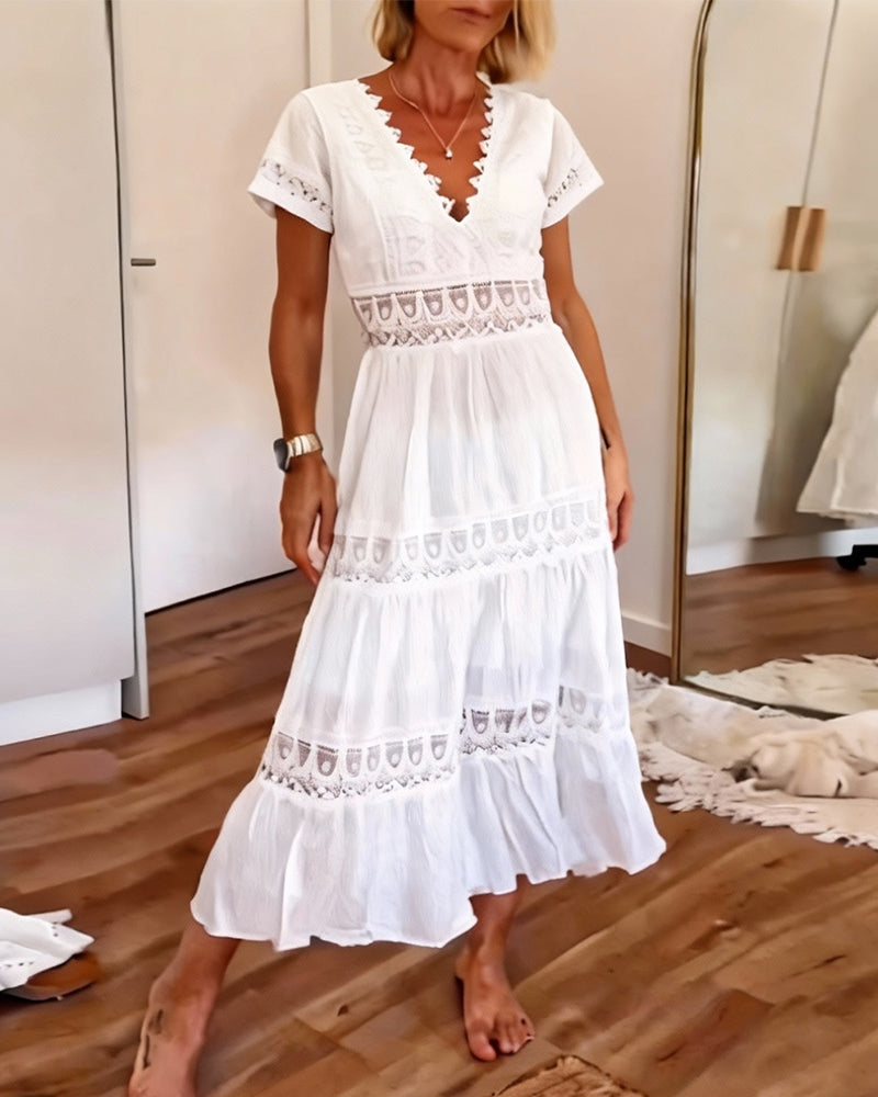 Kjole Dyp V-Hals Utskjæring Maxi