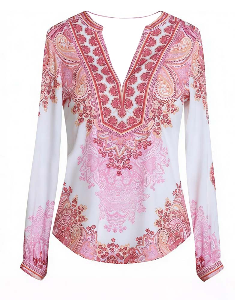 Topp V-Hals Bohemsk Løs